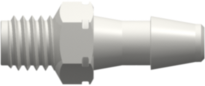 M5x.8 Thread with 1/4" Hex to 200 Series Barb 1/8" (3.2 mm) ID Tubing White Nylon