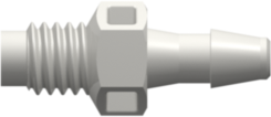 M6x1 Thread with 5/16" Hex to 200 Series Barb 1/8" (3.2 mm) ID Tubing White Nylon