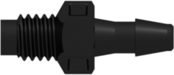 M6x1 Thread with 5/16" Hex to 200 Series Barb 1/8" (3.2 mm) ID Tubing Black Nylon