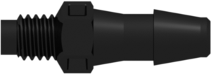 M6x1 Thread with 5/16" Hex to 200 Series Barb 3/16" (4.8 mm) ID Tubing Black Nylon