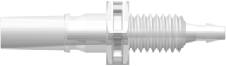 Male Luer Panel Mount to 200 Series Barb 10-32 UNF thread 1/16" (1.6 mm) ID Tubing (May be used with separate rotating lock ring; FSLLR) Animal-Free Natural Polypropylene