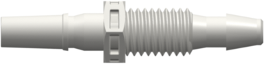 Male Luer Panel Mount to 200 Series Barb 1/4-28 UNF thread 1/8" (3.2 mm) ID Tubing  (May be used with separate rotating lock ring; FSLLR) White Nylon