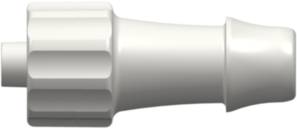 Male Luer Integral Lock Ring to 500 Series Barb 1/4" (6.4 mm) ID Tubing White Nylon