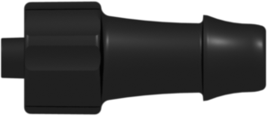 Male Luer Integral Lock Ring to 500 Series Barb 1/4" (6.4 mm) ID Tubing Black Nylon