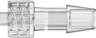 Male Luer Integral Lock Ring to 300 Series Barb 1/4" (6.4 mm) ID Tubing Clear Polycarbonate