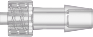 Male Luer Integral Lock Ring to 300 Series Barb 1/4" (6.4 mm) ID Tubing Natural Kynar PVDF