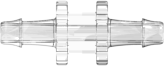 Straight Through Tube Fitting with 500 Series Barbs 1/16" (1.6 mm) ID Tubing Clear Polycarbonate