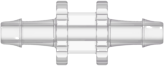 Straight Through Tube Fitting with 500 Series Barbs 1/16" (1.6 mm) ID Tubing Natural Kynar PVDF
