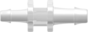Straight Through Reduction Tube Fitting with 500 Series Barbs 3/32" (2.4 mm) and 1/16" (1.6 mm) ID Tubing Animal-Free Natural Polypropylene