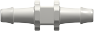 Straight Through Tube Fitting with 500 Series Barbs 3/32" (2.4 mm) ID Tubing White Nylon