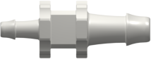 Straight Through Reduction Tube Fitting with 500 Series Barbs 1/8" (3.2 mm) and 1/16" (1.6 mm) ID Tubing White Nylon