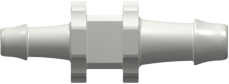 Straight Through Reduction Tube Fitting with 500 Series Barbs 1/8" (3.2 mm) and 3/32" (2.4 mm) ID Tubing White Nylon