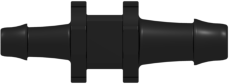 Straight Through Reduction Tube Fitting with 500 Series Barbs 1/8" (3.2 mm) and 3/32" (2.4 mm)  ID Tubing Animal-free Black Polypropylene