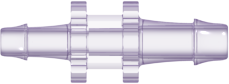 Straight Through Reduction Tube Fitting with 500 Series Barbs 1/8" (3.2 mm) and 3/32" (2.4 mm) ID Tubing Rad. Stable Polycarbonate
