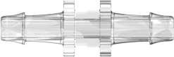 Straight Through Tube Fitting with 500 Series Barbs 1/8" (3.2 mm) ID Tubing Clear Polycarbonate