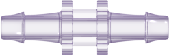 Straight Through Tube Fitting with 500 Series Barbs 1/8" (3.2 mm) ID Tubing Rad. Stable Polycarbonate
