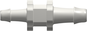 Straight Through Reduction Tube Fitting with 500 Series Barbs 5/32" (4.0 mm) and 1/8" (3.2 mm) ID Tubing White Nylon