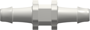 Straight Through Tube Fitting with 500 Series Barbs 5/32" (4.0 mm) ID Tubing White Nylon