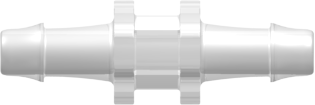 Straight Through Tube Fitting with 500 Series Barbs 5/32" (4.0 mm) ID Tubing Animal-free Natural Polypropylene