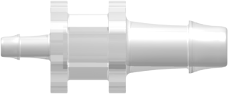 Straight Through Reduction Tube Fitting with 500 Series Barbs 3/16" (4.8 mm) and 3/32" (2.4 mm) ID Tubing Animal-Free Natural Polypropylene