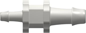 Straight Through Reduction Tube Fitting with 500 Series Barbs 3/16" (4.8 mm) and 1/8" (3.2 mm) ID Tubing White Nylon