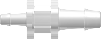 Straight Through Reduction Tube Fitting with 500 Series Barbs 3/16" (4.8 mm) and 1/8" (3.2 mm) ID Tubing Animal-free Natural Polypropylene