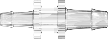 Straight Through Reduction Tube Fitting with 500 Series Barbs 3/16" (4.8 mm) and 5/32" (4.0 mm) ID Tubing Clear Polycarbonate