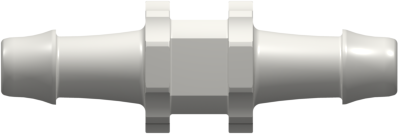 Straight Through Tube Fitting with 500 Series Barbs 3/16" (4.8 mm) ID Tubing White Nylon
