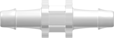 Straight Through Tube Fitting with 500 Series Barbs 3/16" (4.8 mm) ID Tubing Animal-Free Natural Polypropylene