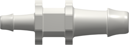 Straight Through Reduction Tube Fitting with 500 Series Barbs 1/4" (6.4 mm) and 5/32" (4.0 mm) ID Tubing White Nylon