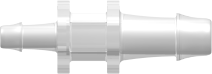 Straight Through Reduction Tube Fitting with 500 Series Barbs 1/4" (6.4 mm) and 5/32" (4.0 mm) ID Tubing Animal-free Natural Polypropylene
