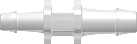 Straight Through Reduction Connector with 500 Series Barbs 1/4" (6.4 mm) and 3/16" (4.8 mm) ID Tubing Animal-free Natural Polypropylene