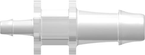 Straight Through Reduction Tube Fitting with 500 Series Barbs 5/16" (8.0 mm) and 5/32" (4.0 mm) ID Tubing Animal-Free Natural Polypropylene