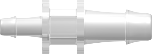 Straight Through Reduction Tube Fitting with 500 Series Barbs 5/16" (8.0 mm) and 3/16" (4.8 mm) ID Tubing Animal-Free Natural Polypropylene