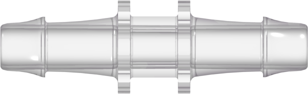 Straight Through Tube Fitting with 500 Series Barbs 5/16" (8.0 mm) ID Tubing Natural Kynar PVDF