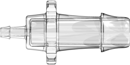 Straight Through Reduction Tube Fitting with 500 Series Barbs 3/8" (9.5 mm) and 1/8" (3.2 mm) ID Tubing Clear Polycarbonate