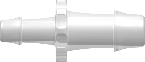 Straight Through Reduction Connector with 500 Series Barbs 3/8" (9.5 mm) and 1/4" (6.4 mm) ID Tubing Animal-Free Natural Polypropylene