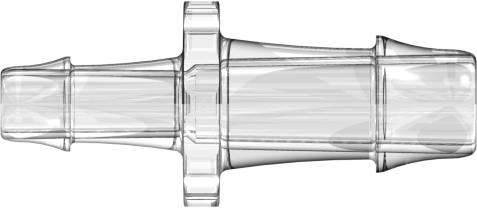 Straight Through Reduction Tube Fitting with 500 Series Barbs 3/8" (9.5 mm) and 1/4" (6.4 mm) ID Tubing Clear Polycarbonate