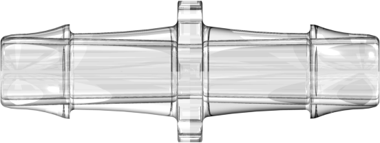 Straight Through Tube Fitting with 500 Series Barbs 3/8" (9.5 mm) ID Tubing Clear Polycarbonate