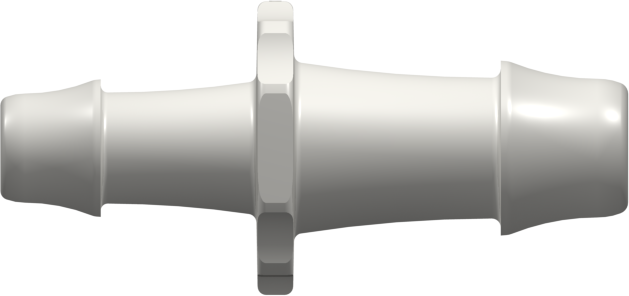 Straight Through Reduction Tube Fitting with 500 Series Barbs 1/2" (12.7 mm) and 3/8" (9.5 mm) ID Tubing Natural Nylon