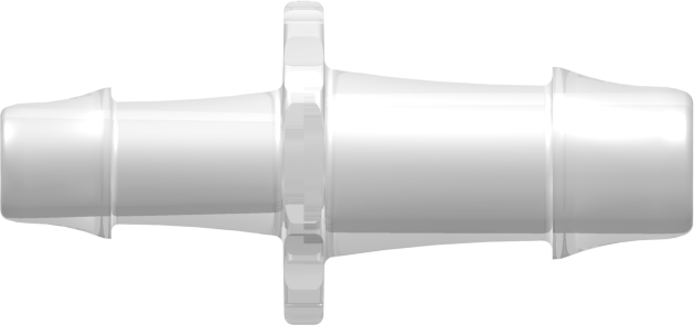 Straight Through Reduction Tube Fitting with 500 Series Barbs 1/2" (12.7 mm) and 3/8" (9.5 mm) ID Tubing Animal-Free Natural Polypropylene