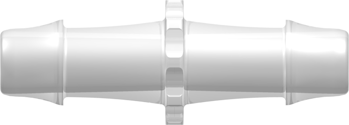 Straight Through Tube Fitting with 500 Series Barbs 1/2" (12.7 mm) ID Tubing Animal-Free Natural Polypropylene