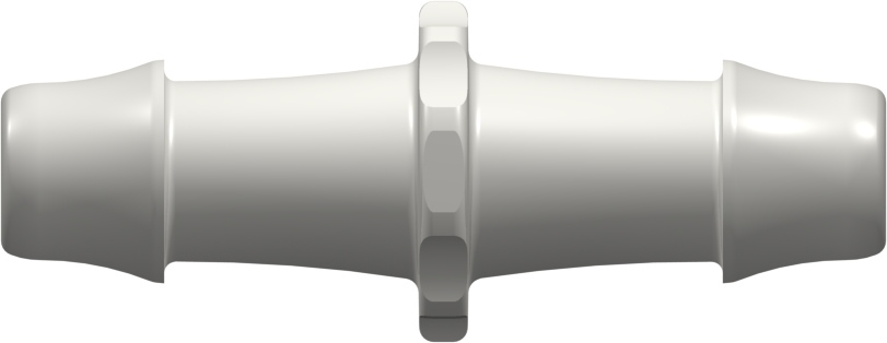 Straight Through Tube Fitting with 500 Series Barbs 5/8" (16.0 mm) ID Tubing Natural Nylon