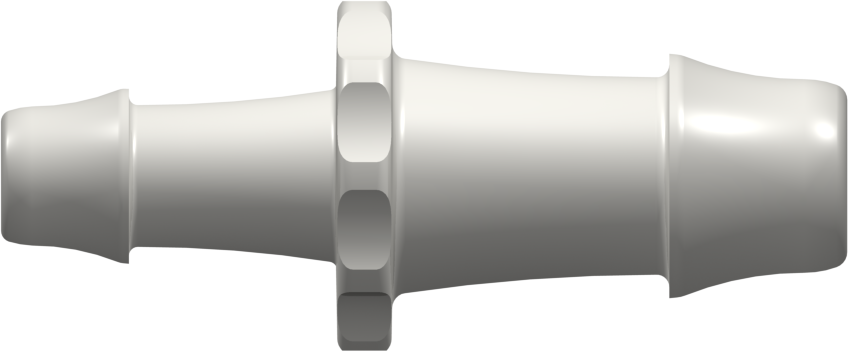 Straight Through Reduction Tube Fitting with 500 Series Barbs 3/4" (19.0 mm) and 1/2" (12.7 mm) ID Tubing Natural Nylon