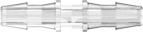 Straight Through Tube Fitting with 200 Series Barbs 1/16" (1.6 mm) ID Tubing Clear Polycarbonate