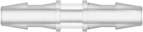 Straight Through Tube Fitting with 200 Series Barbs 1/16" (1.6 mm) ID Tubing Natural Kynar PVDF