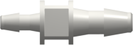 Straight Through Reduction Tube Fitting with 200 Series Barbs 3/32" (2.4 mm) and 1/16" (1.6 mm) ID Tubing White Nylon