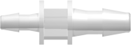 Straight Through Reduction Tube Fitting with 200 Series Barbs 3/32" (2.4 mm) and 1/16" (1.6 mm) ID Tubing Animal-Free Natural Polypropylene