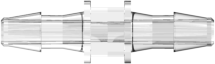 Straight Through Tube Fitting with 200 Series Barbs 3/32" (2.4 mm) ID Tubing Clear Polycarbonate