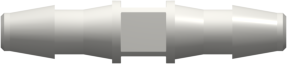 Straight Through Tube Fitting with 200 Series Barbs 1/8" (3.2 mm) ID Tubing White Nylon